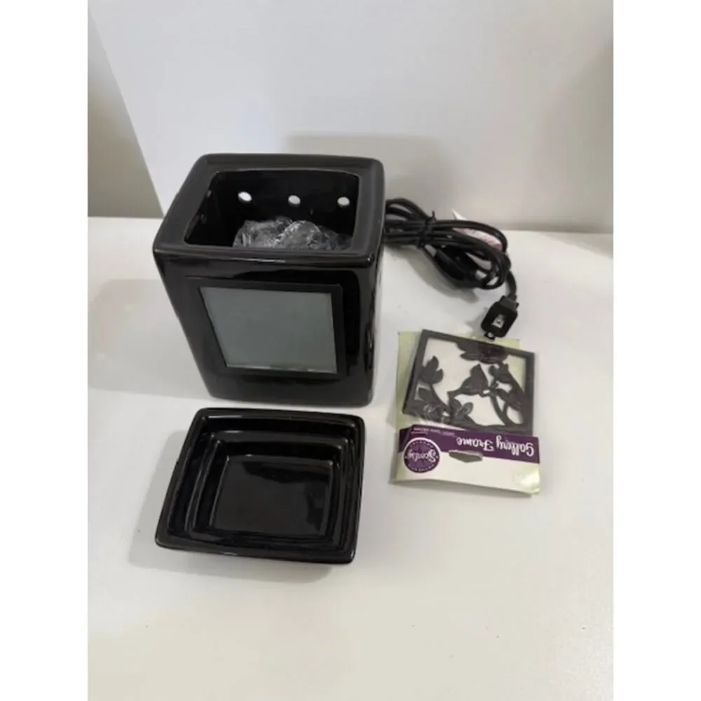 NIB Scentsy Ebony Cube Gallery Bird Silhouette Insert Black Warmer